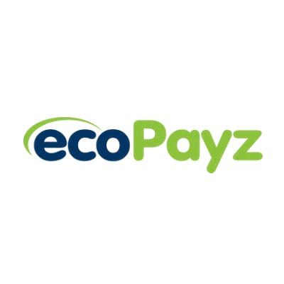 Napis ecoPayz na białym tle – zielone słowo „eco” i niebieskie słowo „Payz”.