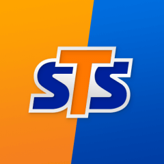 Pomarańczowo niebieskie logo STS