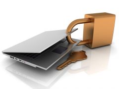 Ikonka laptopa spiętego grubą kłódką